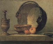 Jean Baptiste Simeon Chardin Bowl two onion copper clepsydras and knife oil painting